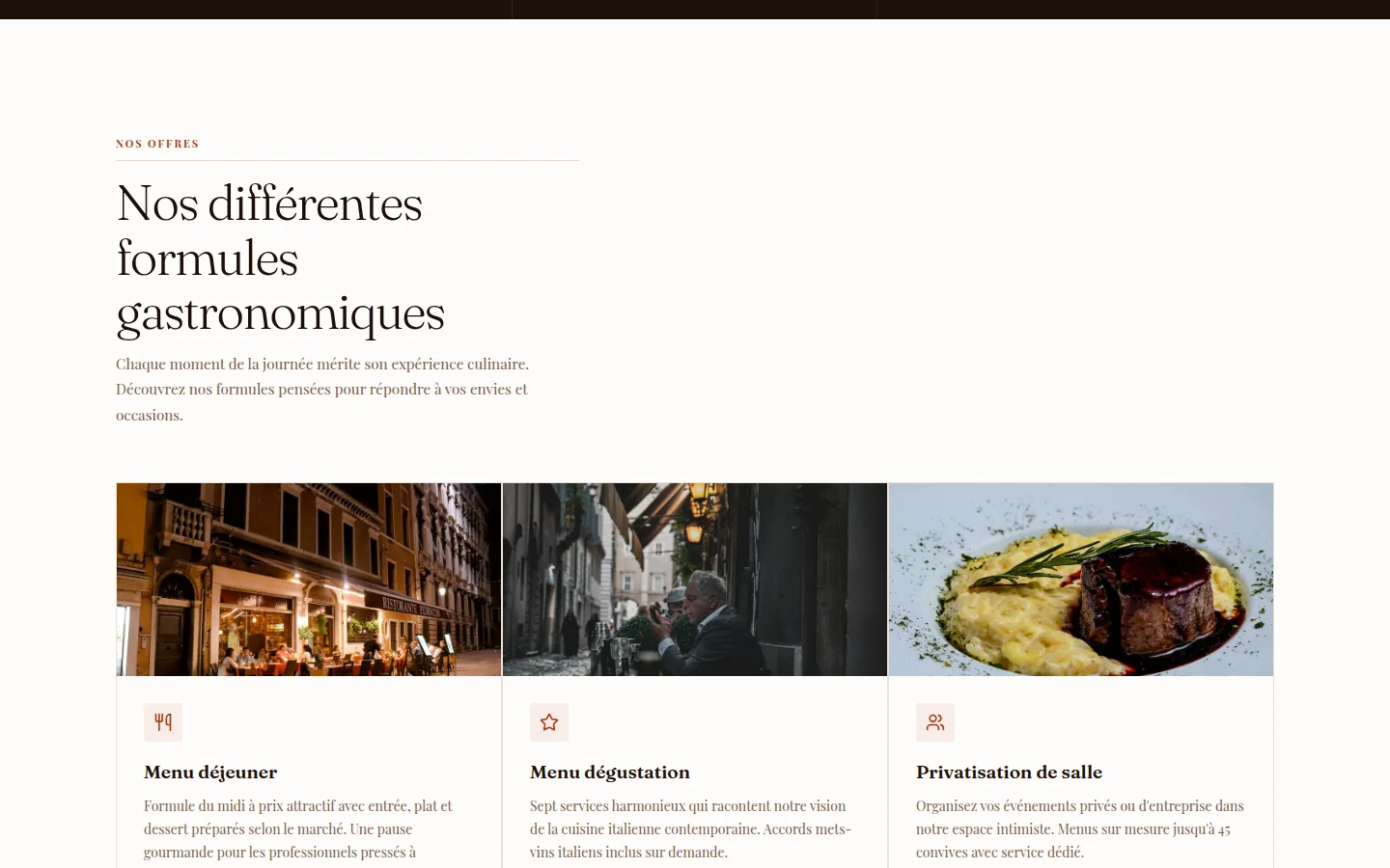 Menu / Catalogue de services — exemple en production