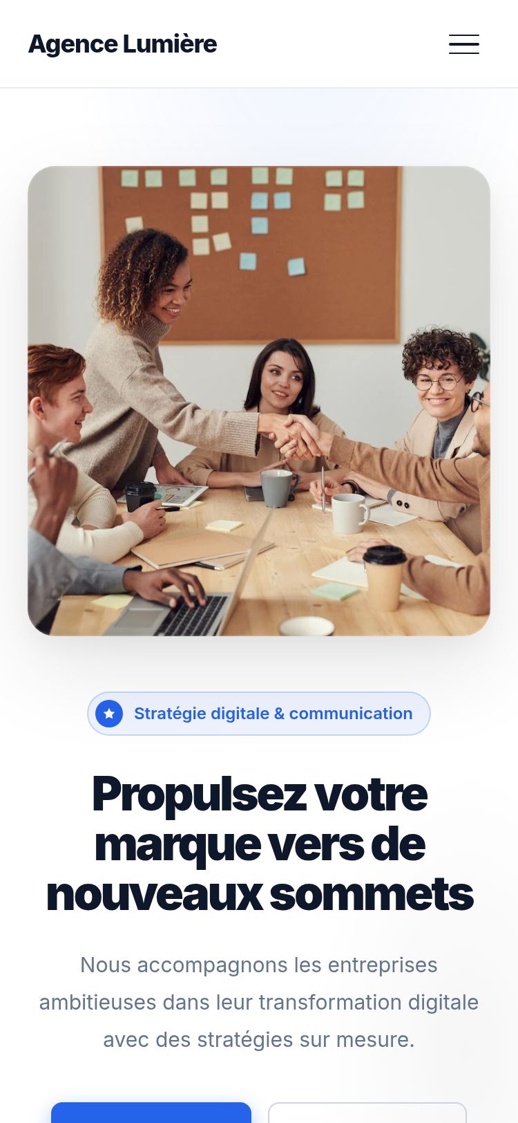 Template Vitrine — version mobile